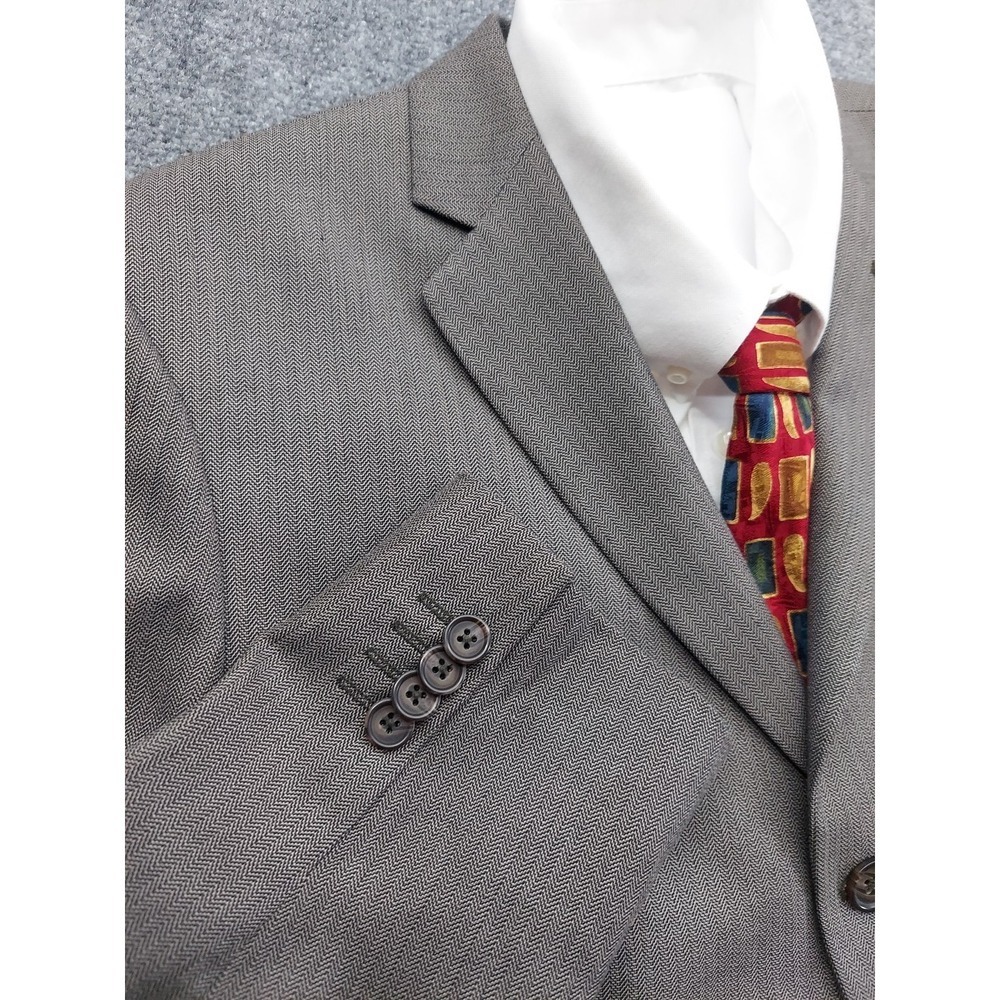 Banana Republic Blazer Jacket 40 Short Brown Herringbone 3 Button Notch